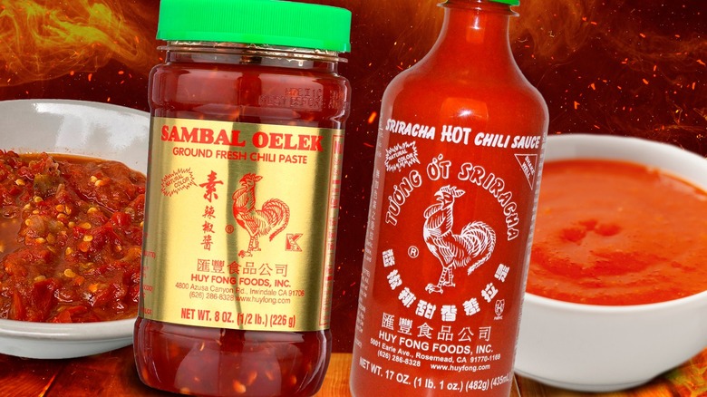 sambal oelek and sriracha composite image