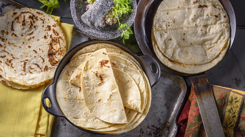 tortillas in pans