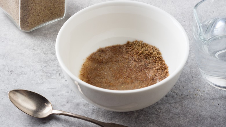 bowl of ground flax and water