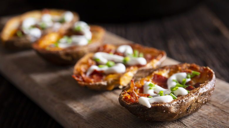 loaded potato skins on board