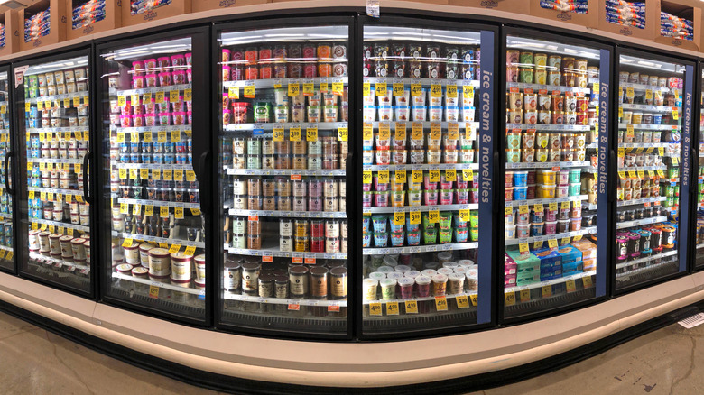 Ice cream aisle in store