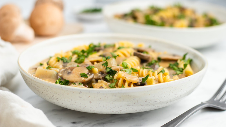 Bowl of mushroom stroganoff 