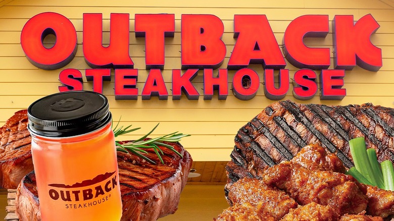 Outback Steakhouse logo and food 