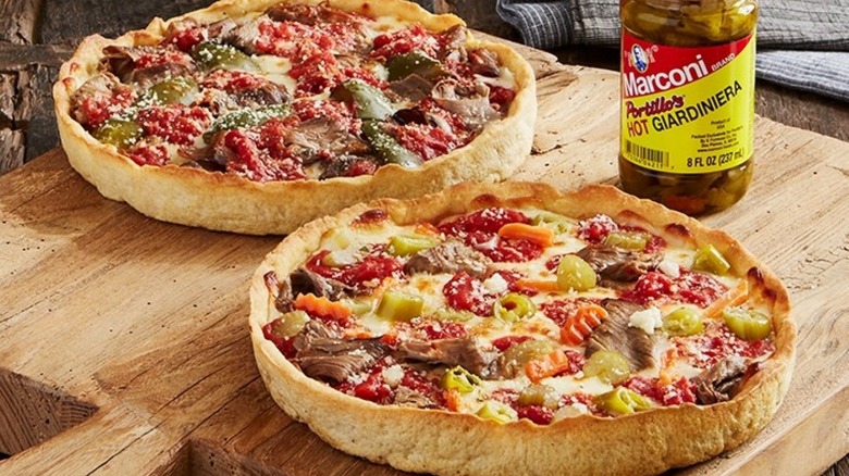 deep dish italian beef pizzas