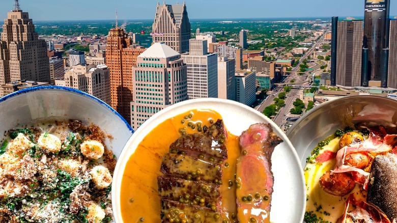 composite shot of plates over cityscape